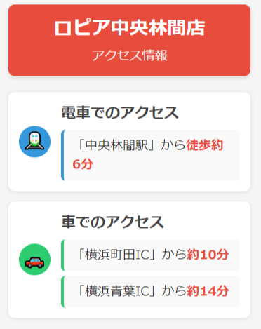 ロピア中央林間店のアクセス