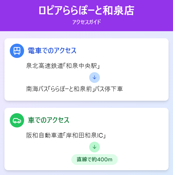 ロピアららぽーと和泉店のアクセス