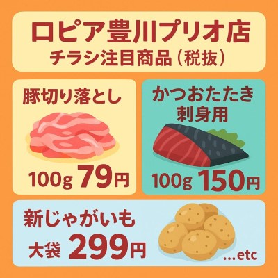 ロピア豊川プリオ店のチラシ掲載商品例