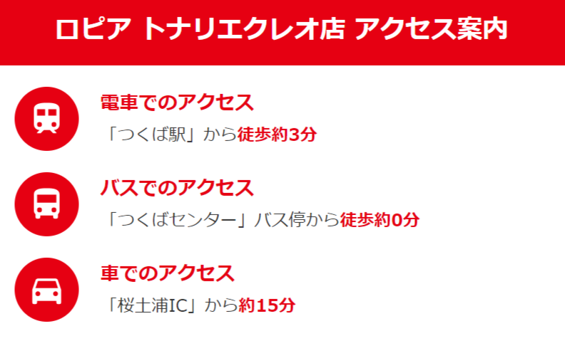 ロピア トナリエクレオ店のアクセス
